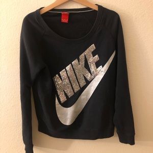 Nike scoop neck sequin black sweatshirt